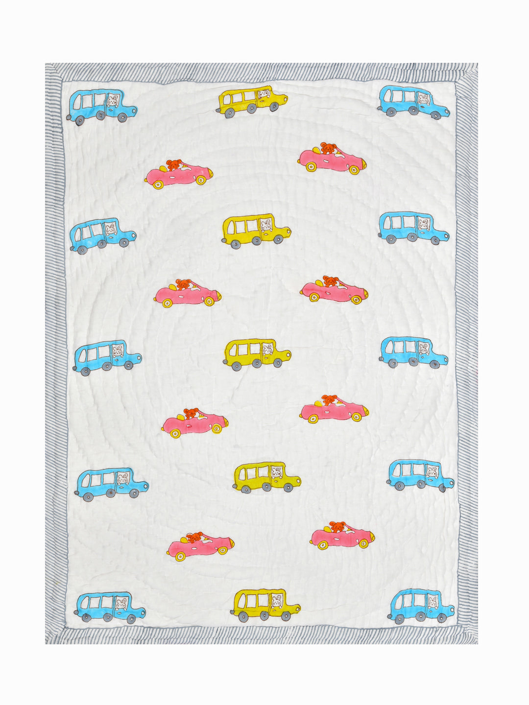 Handblock Printed Cotton Reversible Crib Blanket for Babies - 40X60 Inches