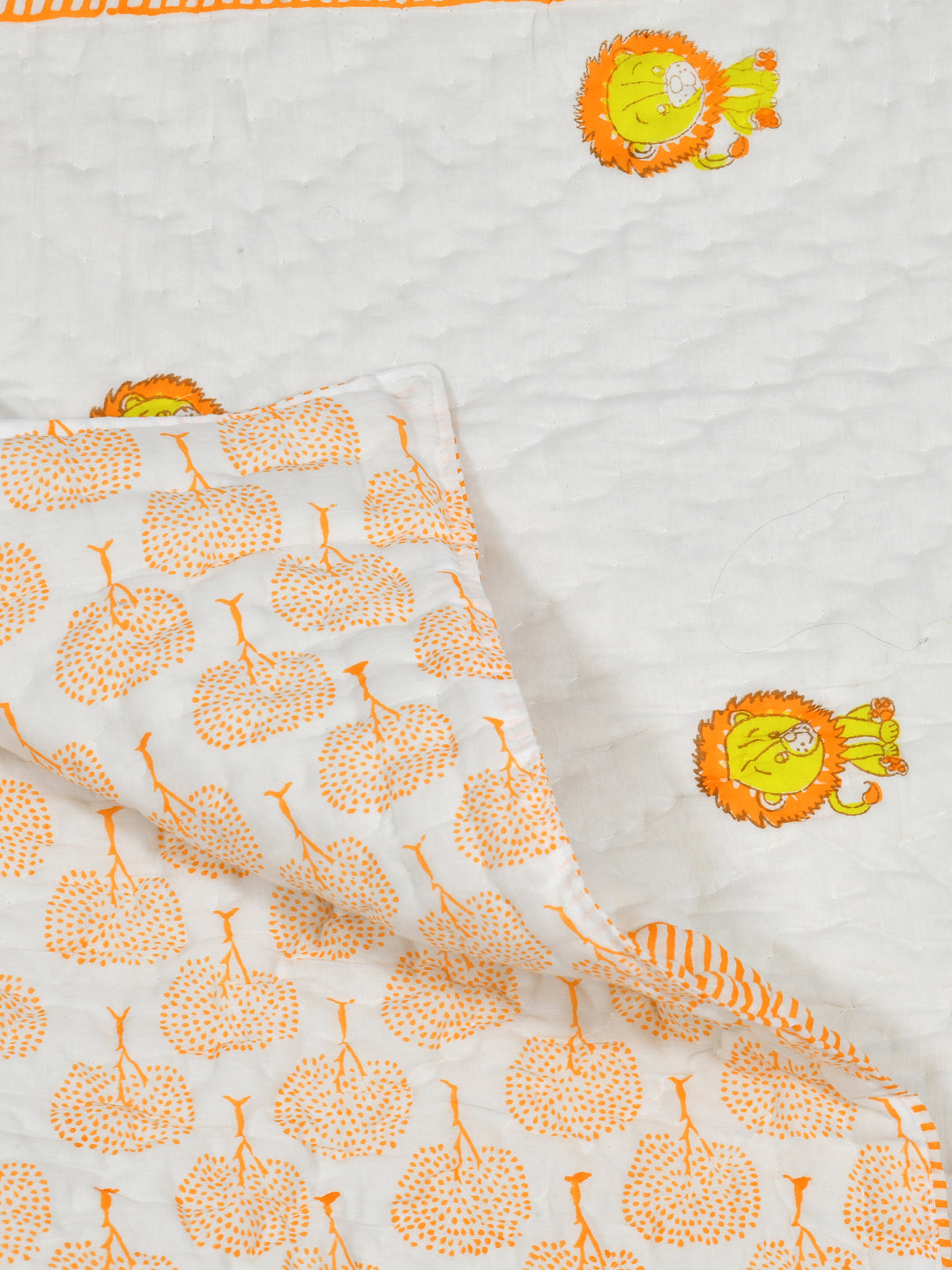 Handblock Printed Cotton Reversible Crib Blanket for Babies - 40X60 Inches