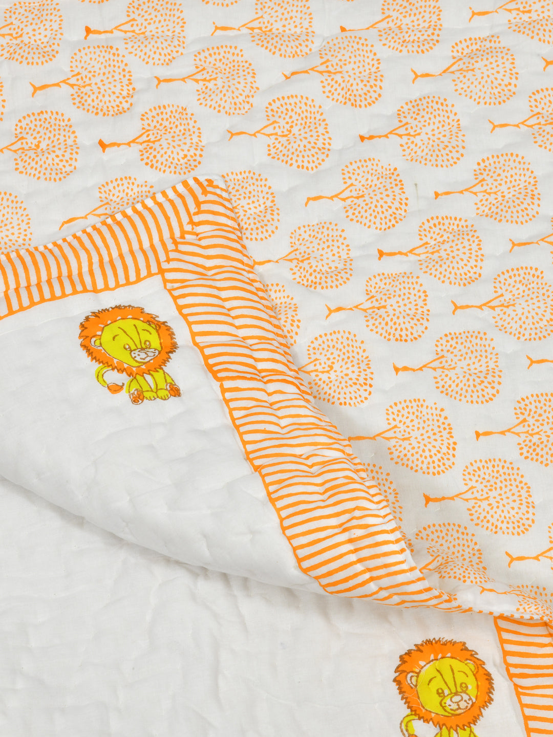 Handblock Printed Cotton Reversible Crib Blanket for Babies - 40X60 Inches