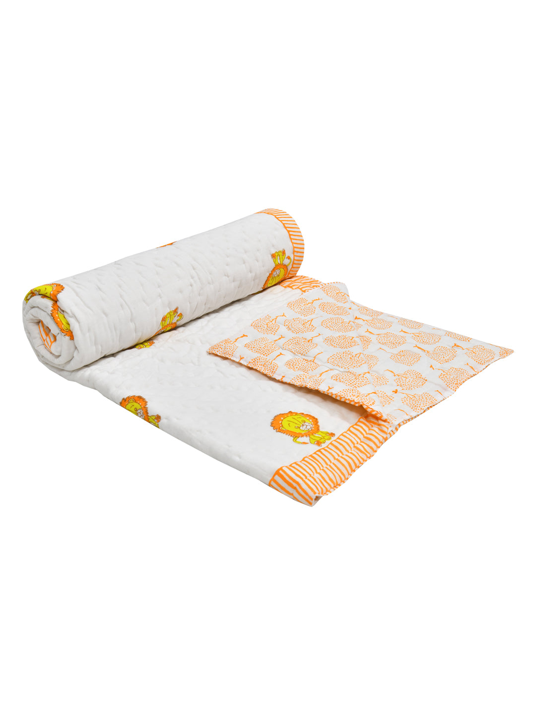 Handblock Printed Cotton Reversible Crib Blanket for Babies - 40X60 Inches