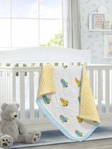 Handblock Printed Cotton Reversible Crib Blanket for Babies - 40X60 Inches