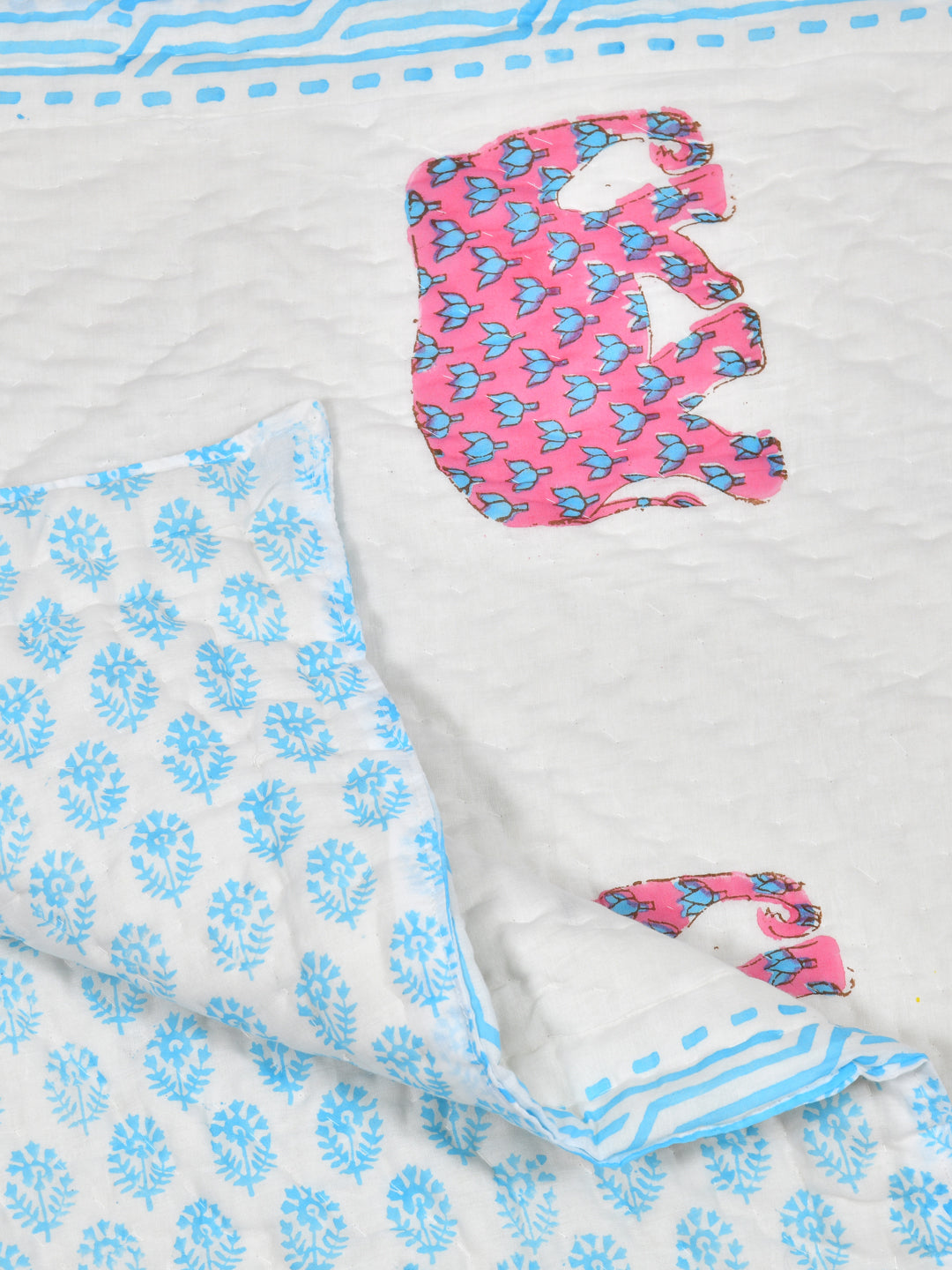 Handblock Printed Cotton Reversible Crib Blanket for Babies - 40X60 Inches