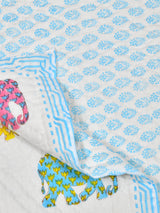 Handblock Printed Cotton Reversible Crib Blanket for Babies - 40X60 Inches
