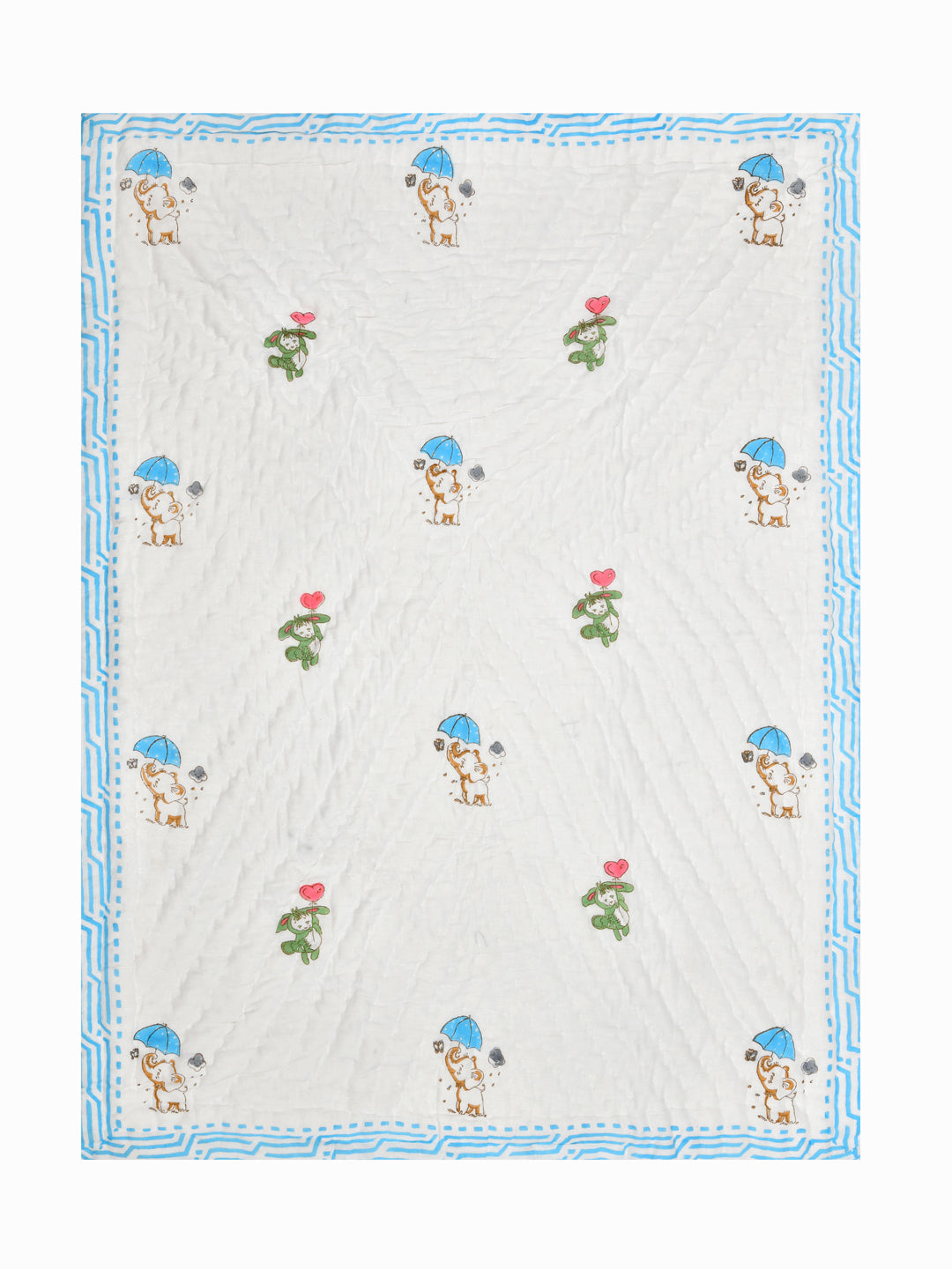 Handblock Printed Cotton Reversible Crib Blanket for Babies - 40X60 Inches