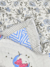 Handblock Printed Cotton Reversible Crib Blanket for Babies - 40X60 Inches