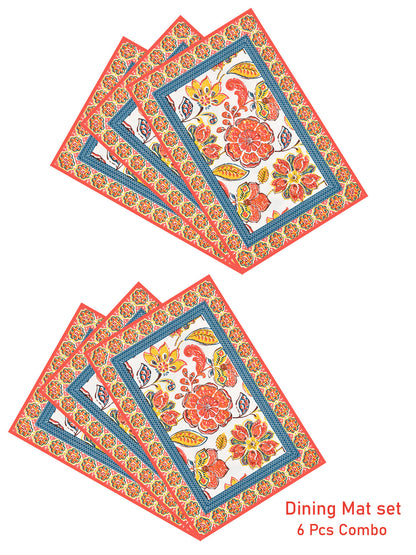 Handblock Printed Set of 6 Placemats