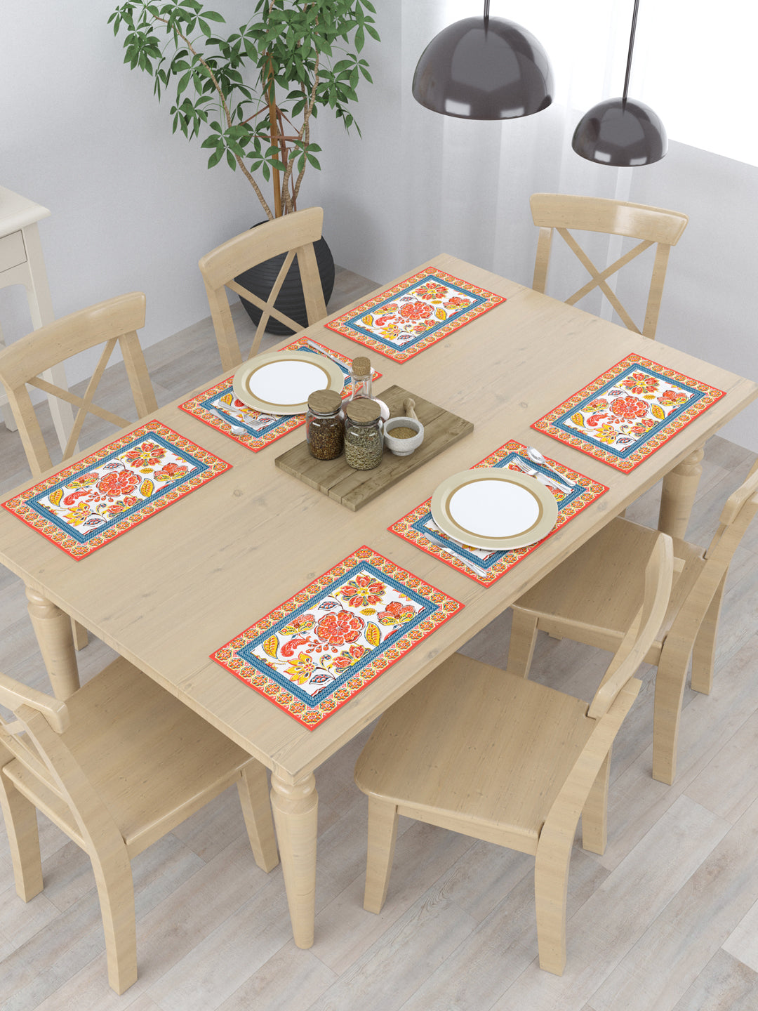 Handblock Printed Set of 6 Placemats