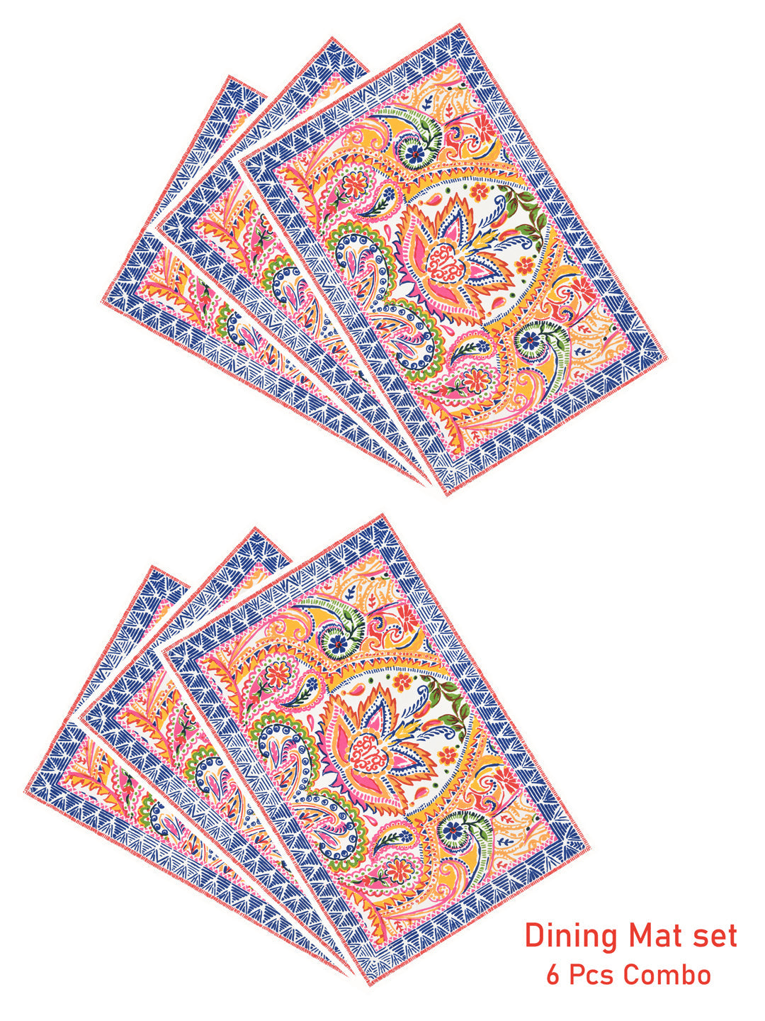 Handblock Printed Set of 6 Placemats