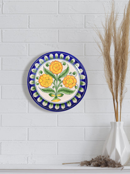 Handmade Jaipur Blue Pottery Plate - 8 inch diameter
