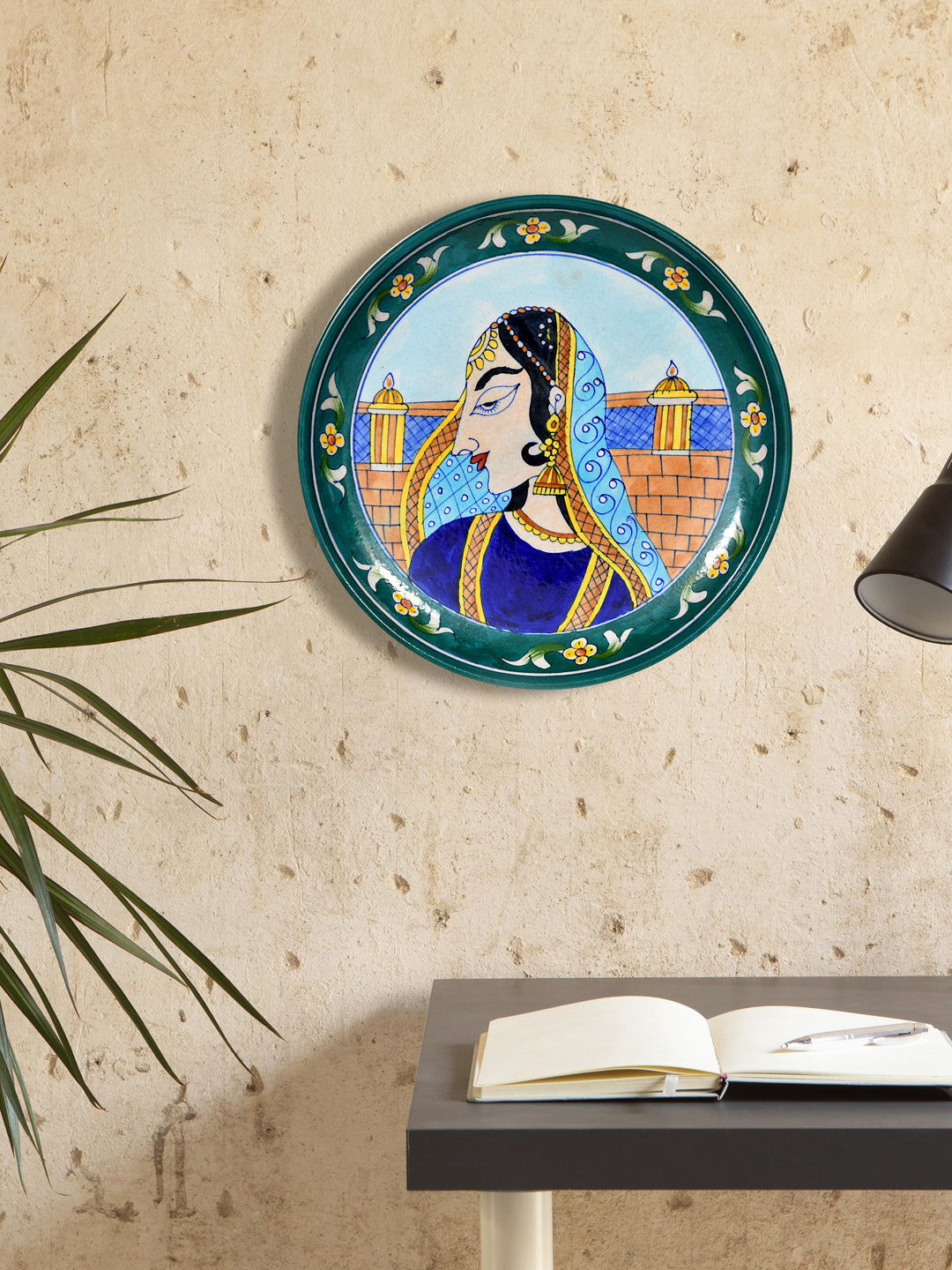 Handmade Jaipur Blue Pottery Plate - 10 inch diameter