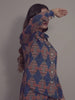 Geometric Print on Blue Cotton Shirt Set for Women