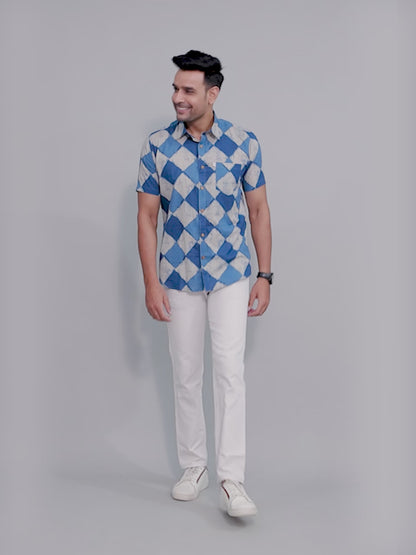 Men by House of Gulab Short Sleeves Cotton Shirt