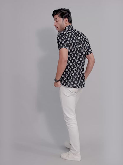 Men by House of Gulab Short Sleeves Cotton Shirt