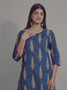 Pine Tree Motifs on Blue Cotton Lounge Set for Women