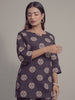 Blue motifs on Purple Cotton Lounge Set for Women