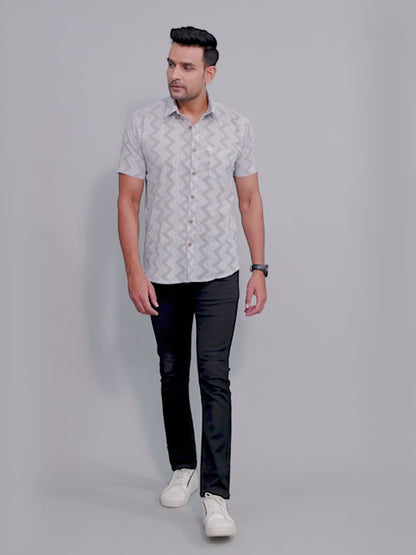 Men by House of Gulab Short Sleeves Cotton Shirt