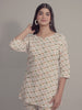 Flamingo Print on White Cotton Lounge Set for Women