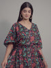 Black & Red Floral Print Cotton Kaftan Maxi Dress
