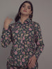 Floral Print on Green Cotton Shirt Set for Women