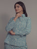 Art Print on Sky Cotton Shirt Set for Women