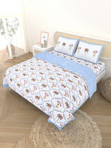 Floral Printed Bedding Set - 1 King Bedsheet, 1 Jaipuri Razai/Quilt, 2 Pillow Covers