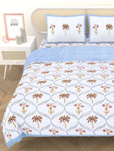 Floral Printed Bedding Set - 1 King Bedsheet, 1 Jaipuri Razai/Quilt, 2 Pillow Covers