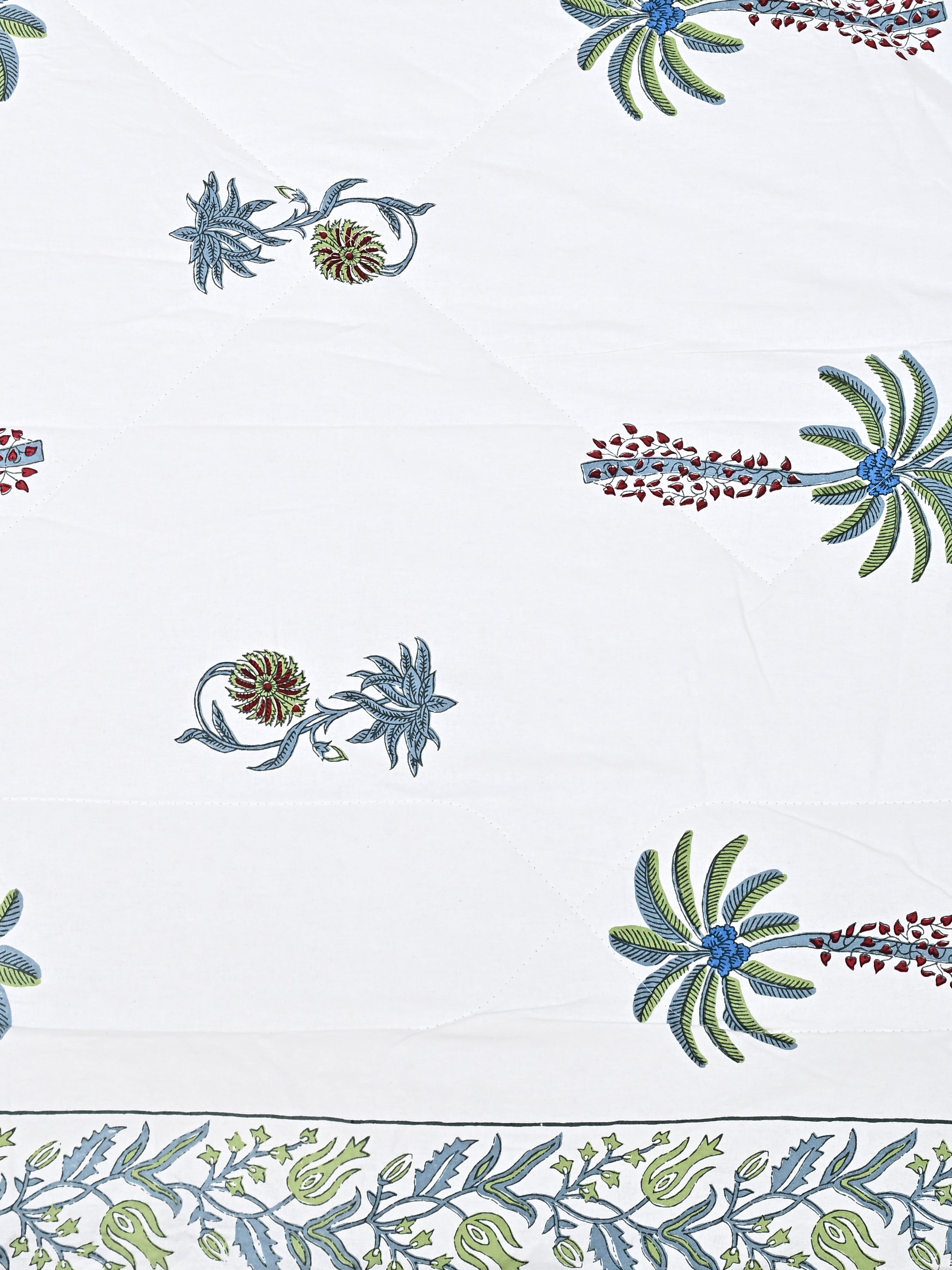 Floral Printed Bedding Set - 1 King Bedsheet, 1 Jaipuri Razai/Quilt, 2 Pillow Covers
