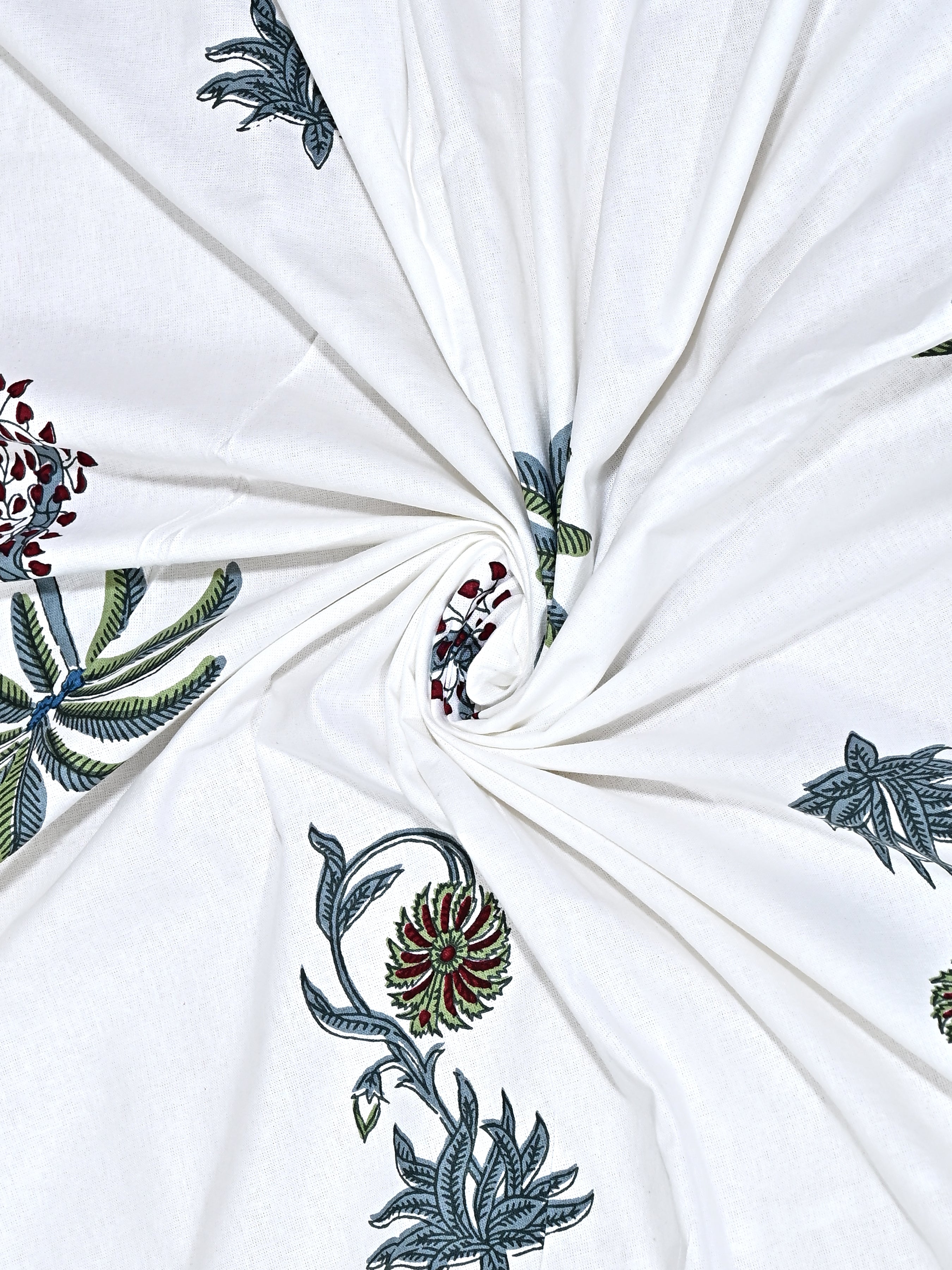 Floral Printed Bedding Set - 1 King Bedsheet, 1 Jaipuri Razai/Quilt, 2 Pillow Covers