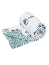 Floral Printed Bedding Set - 1 King Bedsheet, 1 Jaipuri Razai/Quilt, 2 Pillow Covers