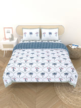 Floral Printed Bedding Set - 1 King Bedsheet, 1 Jaipuri Razai/Quilt, 2 Pillow Covers