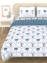 Floral Printed Bedding Set - 1 King Bedsheet, 1 Jaipuri Razai/Quilt, 2 Pillow Covers