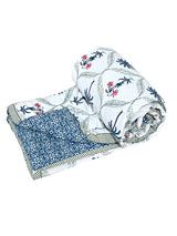 Floral Printed Bedding Set - 1 King Bedsheet, 1 Jaipuri Razai/Quilt, 2 Pillow Covers