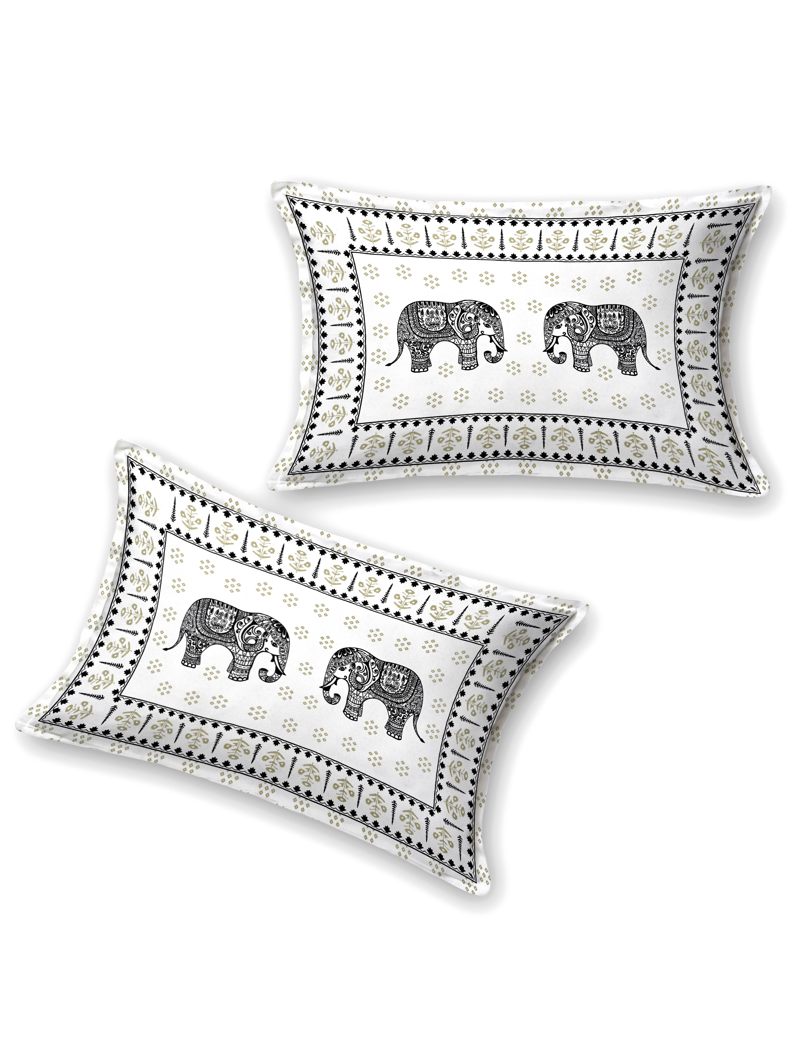 Floral Printed Bedding Set - 1 King Bedsheet, 1 Jaipuri Razai/Quilt, 2 Pillow Covers
