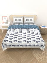 Floral Printed Bedding Set - 1 King Bedsheet, 1 Jaipuri Razai/Quilt, 2 Pillow Covers