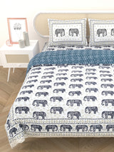 Floral Printed Bedding Set - 1 King Bedsheet, 1 Jaipuri Razai/Quilt, 2 Pillow Covers