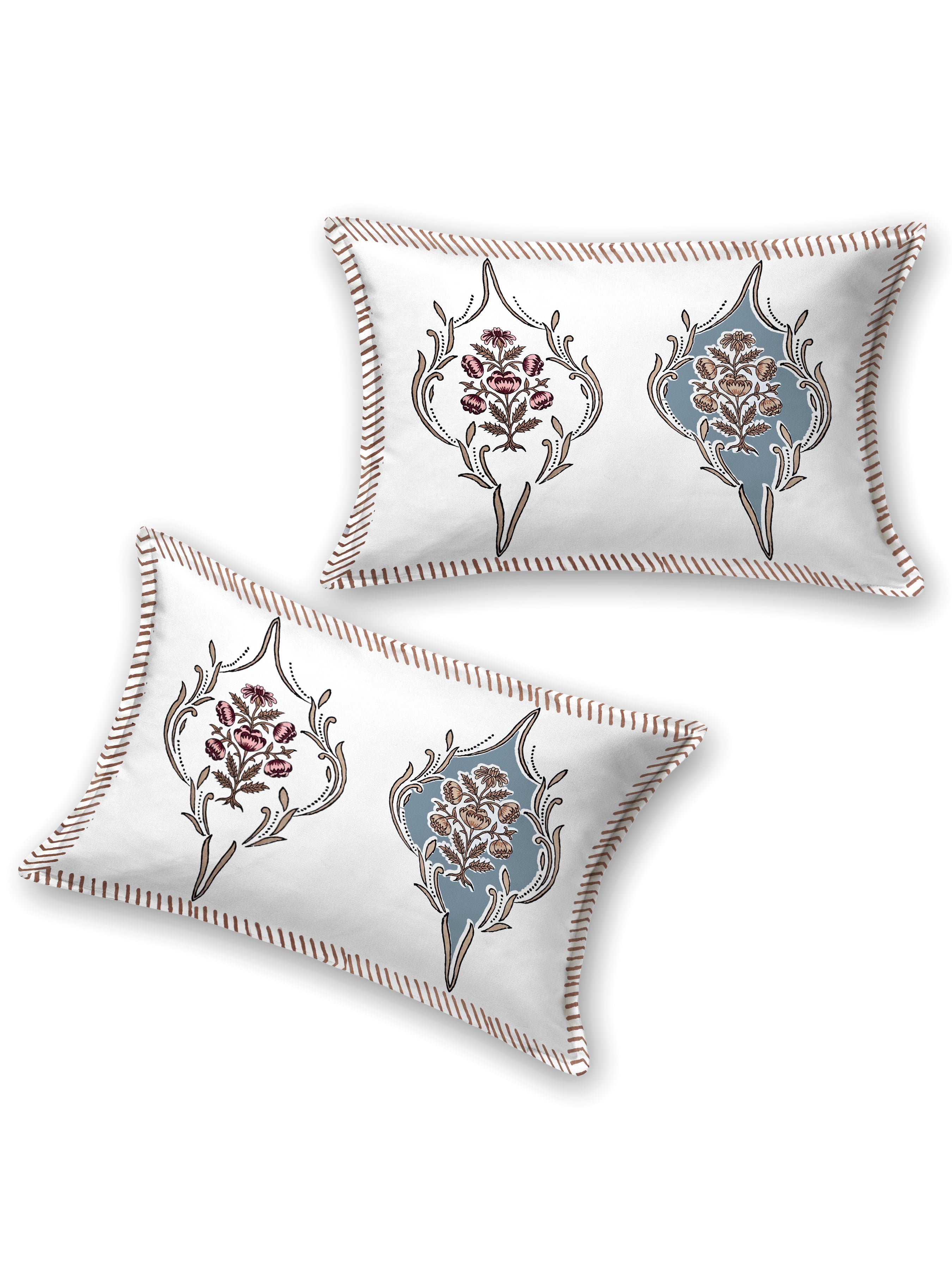 Floral Printed Bedding Set - 1 King Bedsheet, 1 Jaipuri Razai/Quilt, 2 Pillow Covers