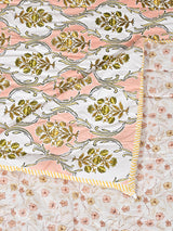 Floral Printed Bedding Set - 1 King Bedsheet, 1 Jaipuri Razai/Quilt, 2 Pillow Covers