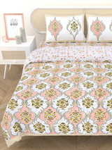 Floral Printed Bedding Set - 1 King Bedsheet, 1 Jaipuri Razai/Quilt, 2 Pillow Covers