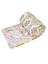 Floral Printed Bedding Set - 1 King Bedsheet, 1 Jaipuri Razai/Quilt, 2 Pillow Covers