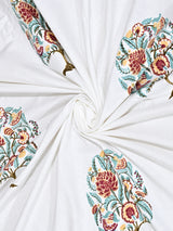 Floral Printed Bedding Set - 1 King Bedsheet, 1 Jaipuri Razai/Quilt, 2 Pillow Covers