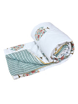 Floral Printed Bedding Set - 1 King Bedsheet, 1 Jaipuri Razai/Quilt, 2 Pillow Covers