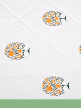Floral Printed Bedding Set - 1 King Bedsheet, 1 Jaipuri Razai/Quilt, 2 Pillow Covers