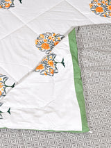Floral Printed Bedding Set - 1 King Bedsheet, 1 Jaipuri Razai/Quilt, 2 Pillow Covers