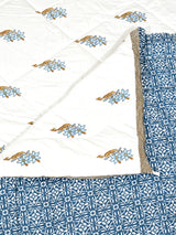 Floral Printed Bedding Set - 1 King Bedsheet, 1 Jaipuri Razai/Quilt, 2 Pillow Covers