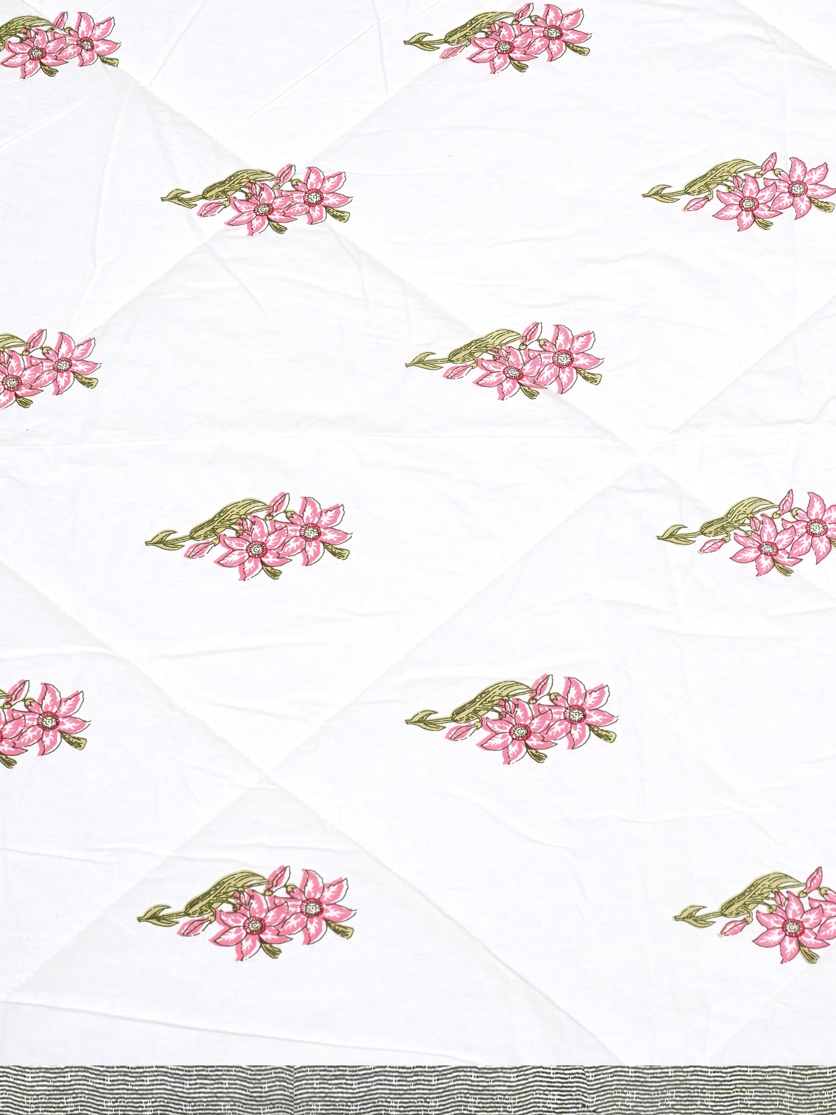 Floral Printed Bedding Set - 1 King Bedsheet, 1 Jaipuri Razai/Quilt, 2 Pillow Covers