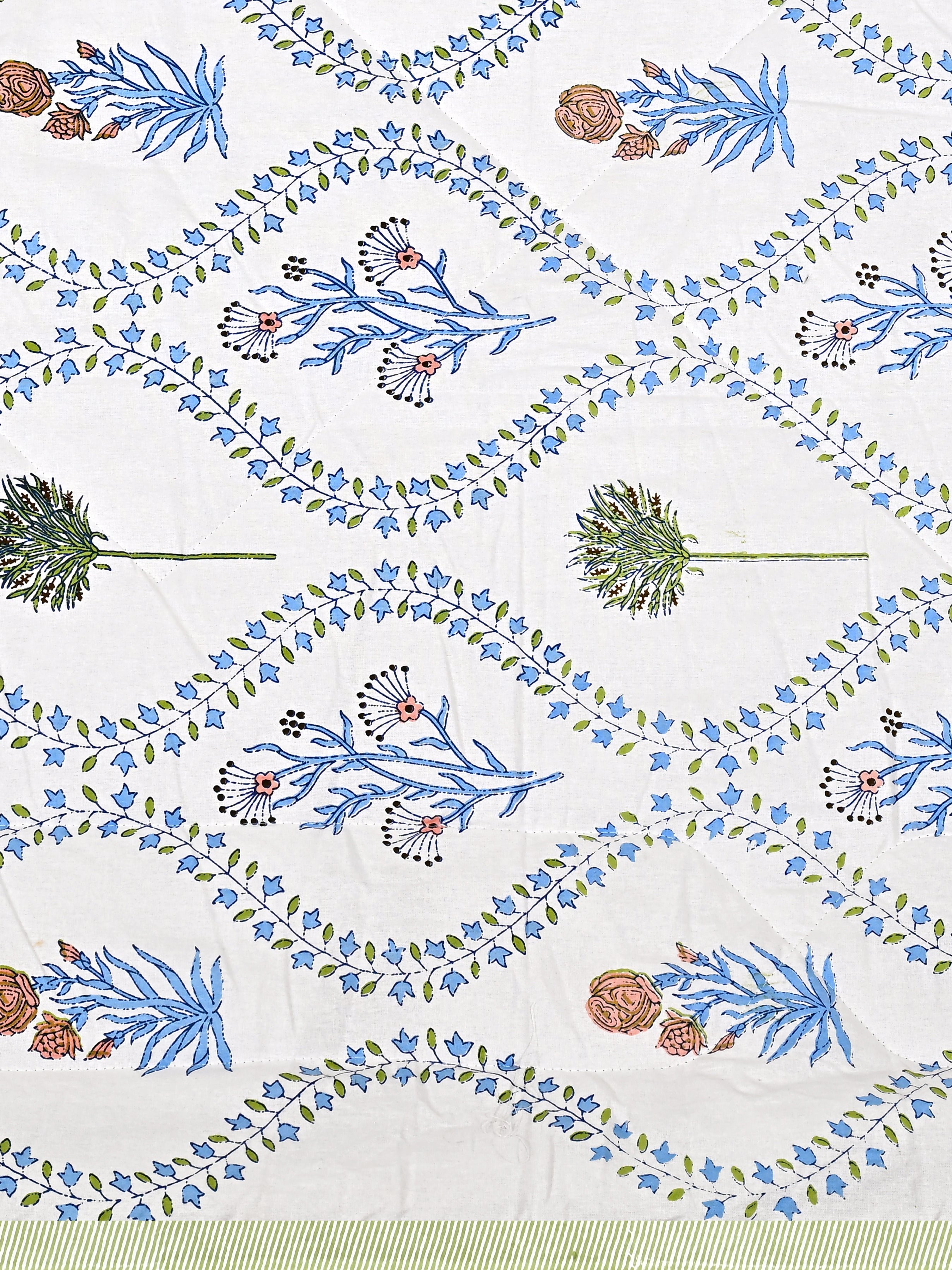 Floral Printed Bedding Set - 1 King Bedsheet, 1 Jaipuri Razai/Quilt, 2 Pillow Covers