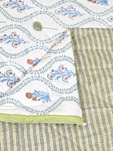 Floral Printed Bedding Set - 1 King Bedsheet, 1 Jaipuri Razai/Quilt, 2 Pillow Covers