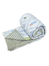 Floral Printed Bedding Set - 1 King Bedsheet, 1 Jaipuri Razai/Quilt, 2 Pillow Covers