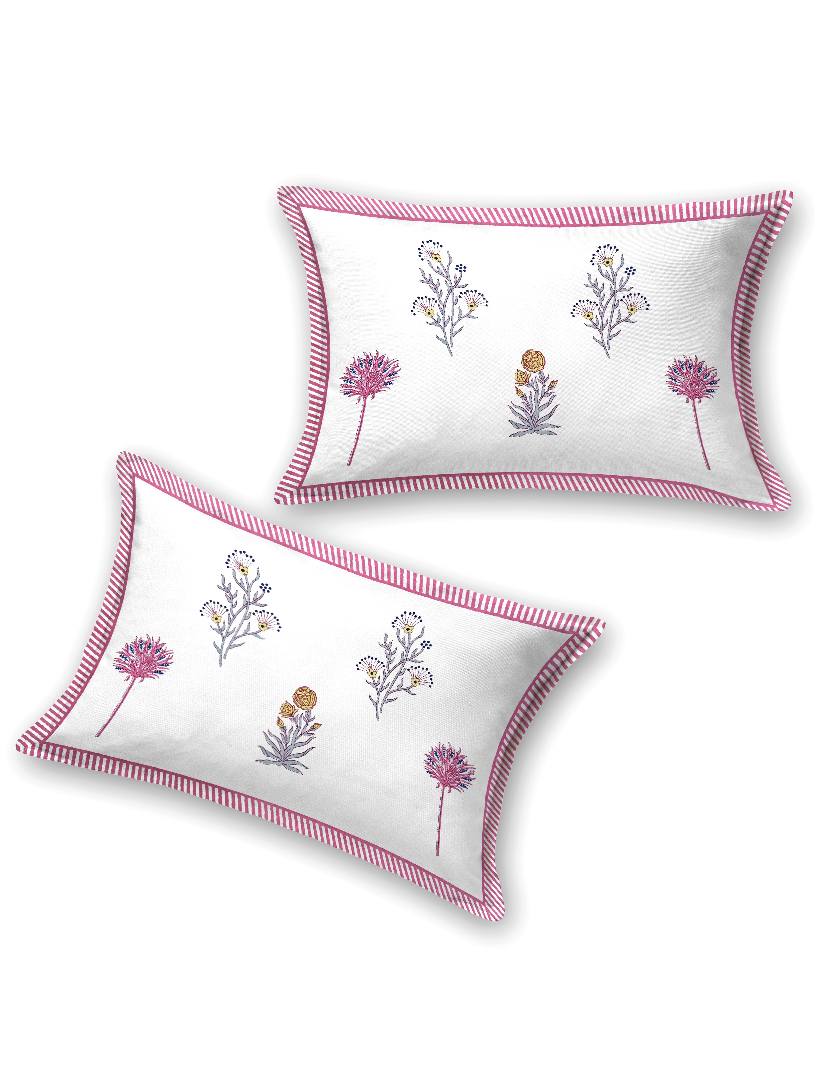 Floral Printed Bedding Set - 1 King Bedsheet, 1 Jaipuri Razai/Quilt, 2 Pillow Covers
