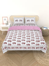 Floral Printed Bedding Set - 1 King Bedsheet, 1 Jaipuri Razai/Quilt, 2 Pillow Covers